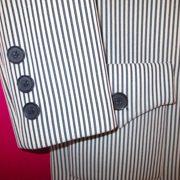 mod 1970s vintage coat dress suit size medium blue white set - Picture 6 of 7